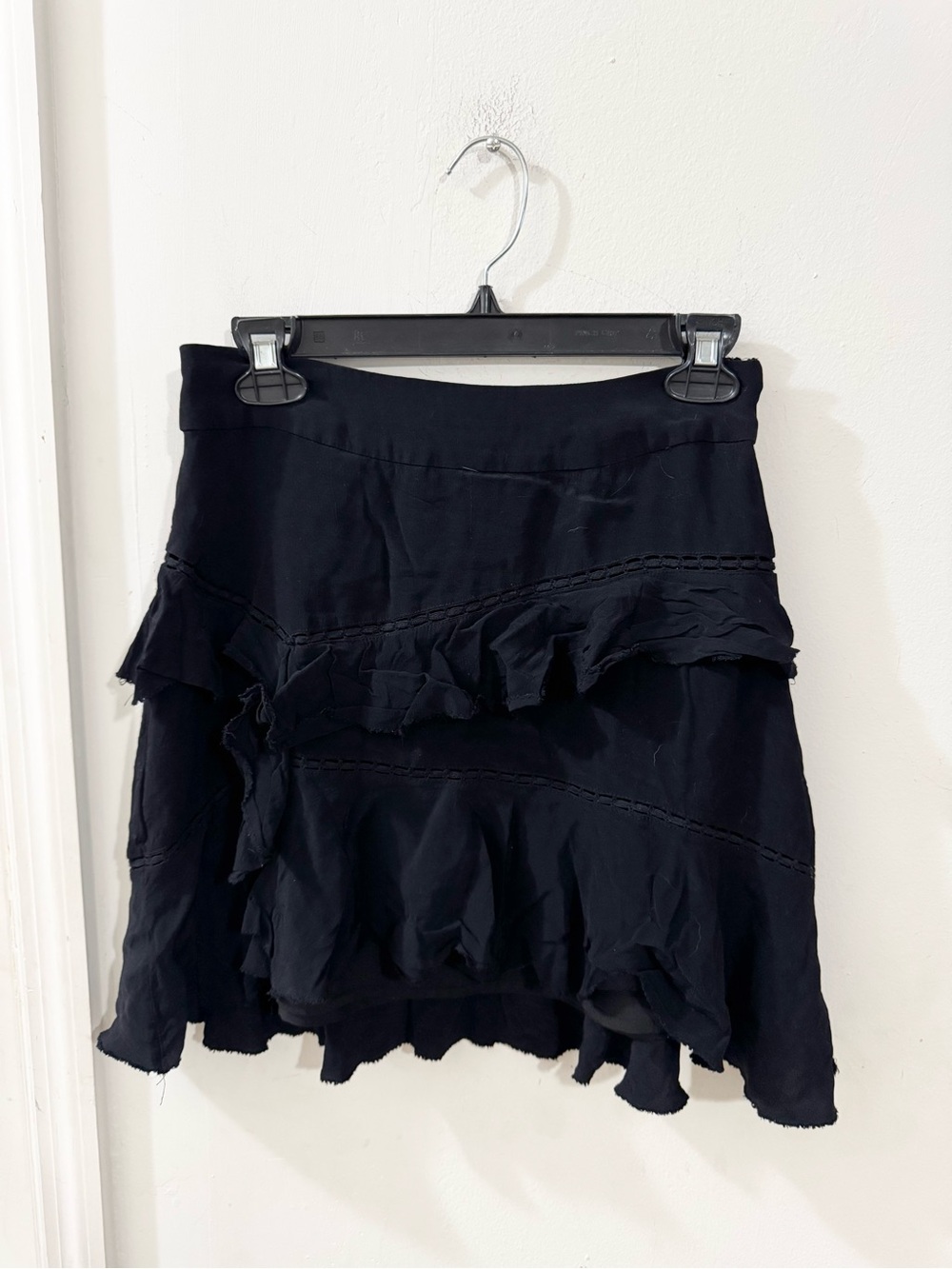 Something Navy Black Ruffle Tiered Mini Skirt, Size XS